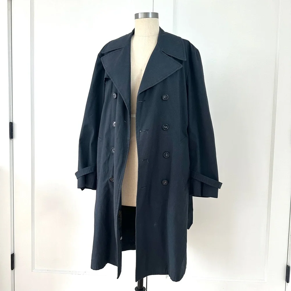 Vintage Clipper Mist London Fog Navy Trench 38‎ Men's Womens Medium Normcore